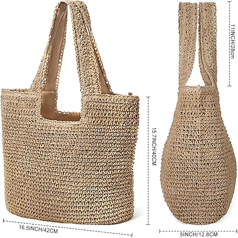 Exquisite Woven Straw Beach Tote for Women