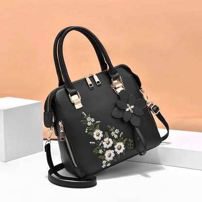 Exquisite Embroidered Women's Handbag - PU Leather