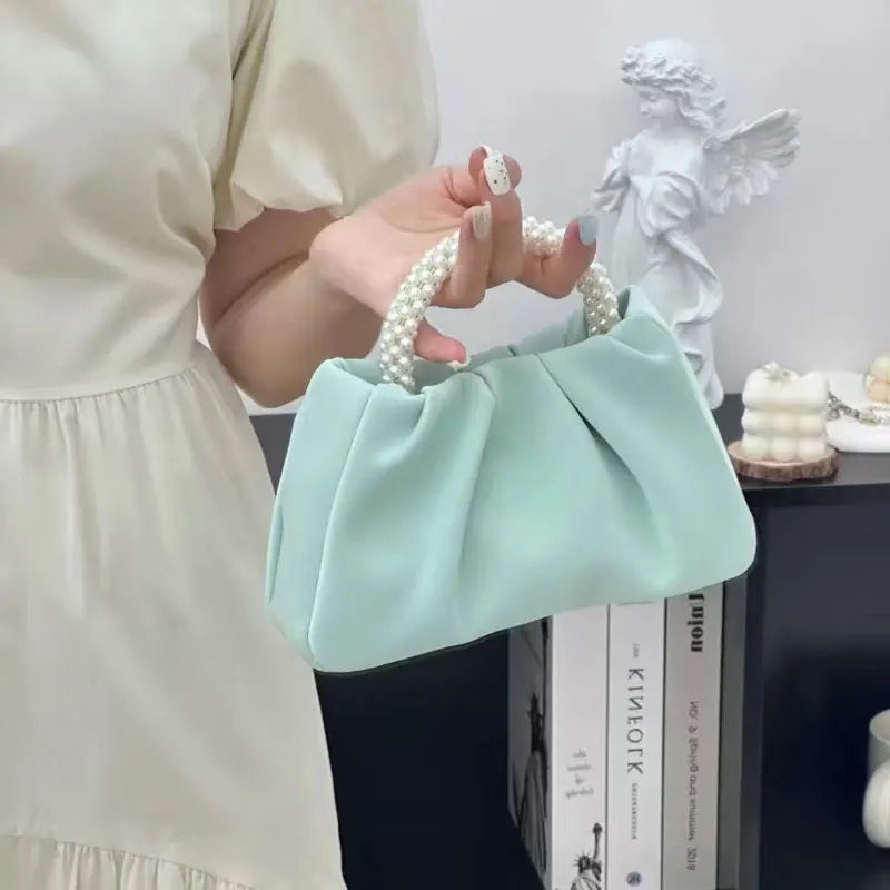 Exquisite Pearl-Embellished Cloud Handbag