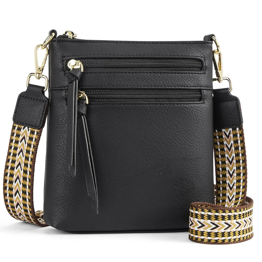 Elegant Double Zipper Women's Crossbody Bag