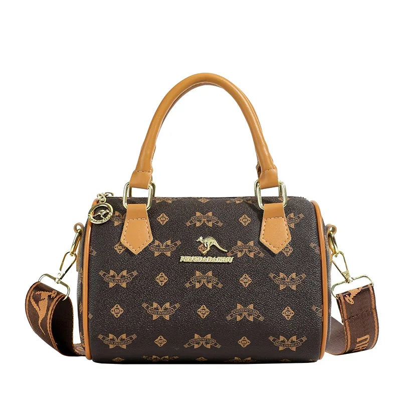 Elegant PU Leather Women's Barrel Handbag