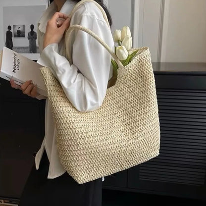 Elegant Woven Straw Hobo Bag - Spacious & Chic