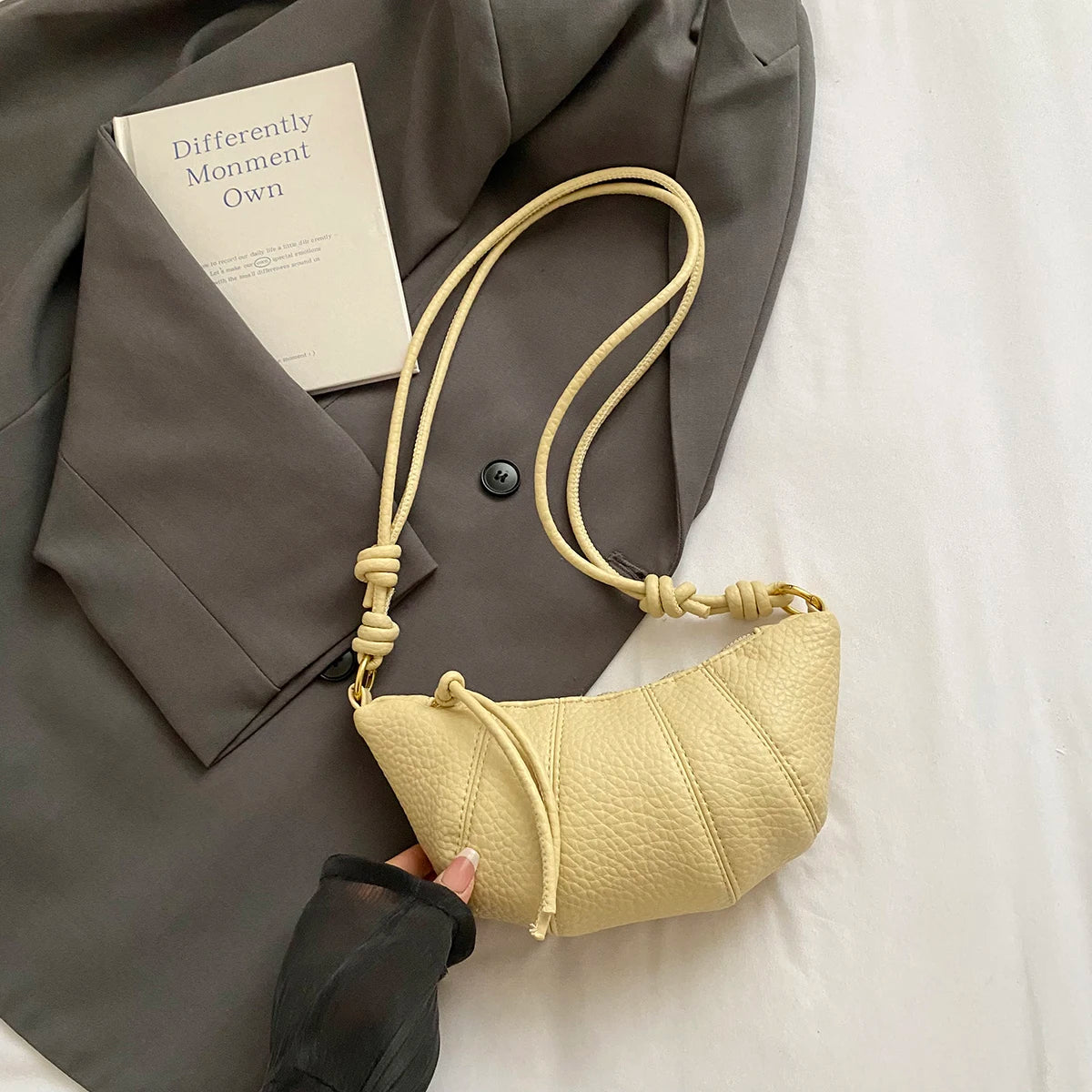 Elegant Splicing Leather Shoulder Bag - Women's Fashion