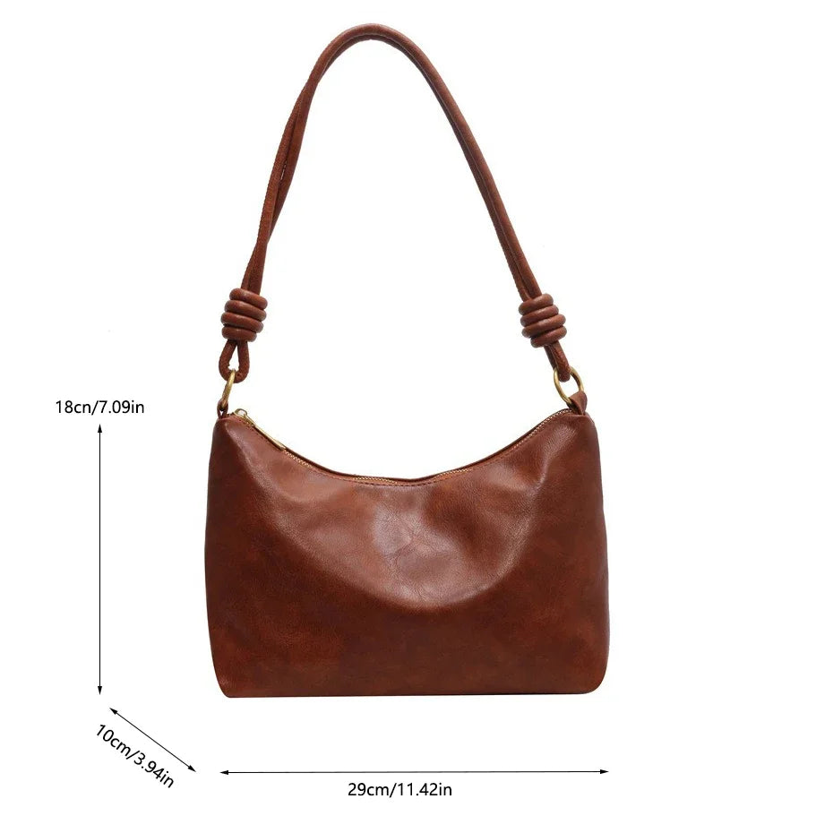 Exquisite Women's Leather Shoulder Bag - Geometric Elegance