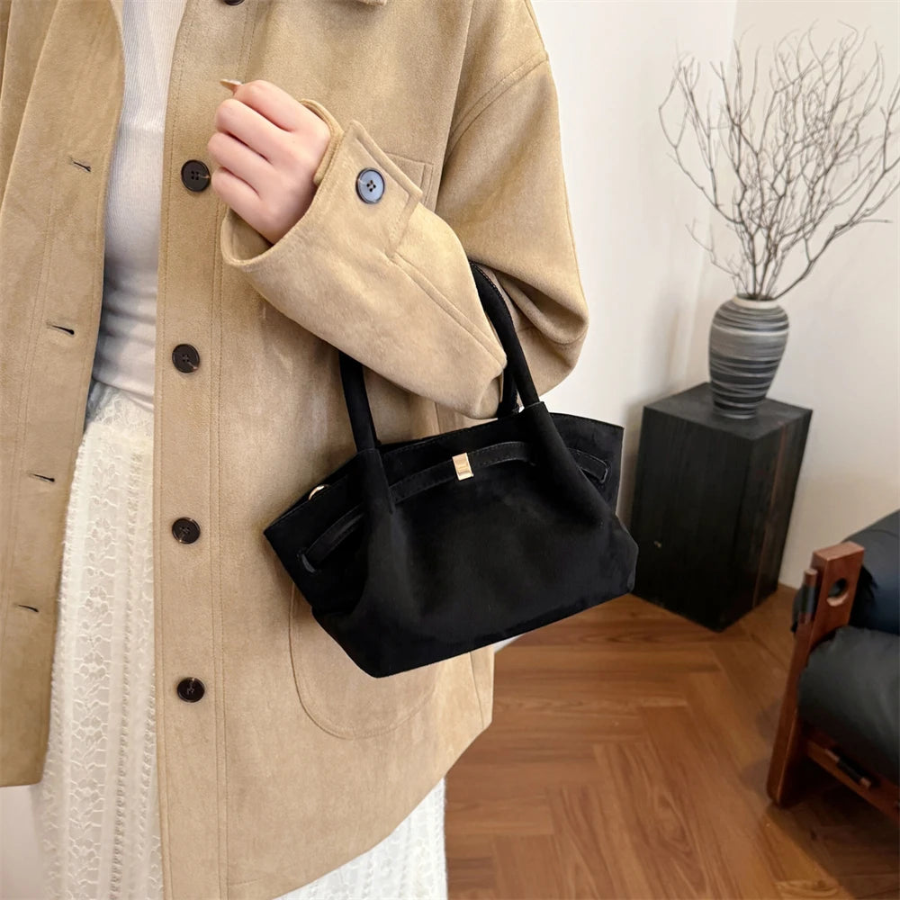 MOODS Burgundy Luxury Suede Handbag for Women