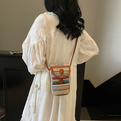 Elegance Weave Mini Straw Shoulder Bag