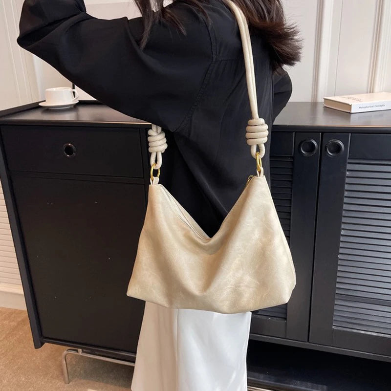 Exquisite Women's Leather Shoulder Bag - Geometric Elegance