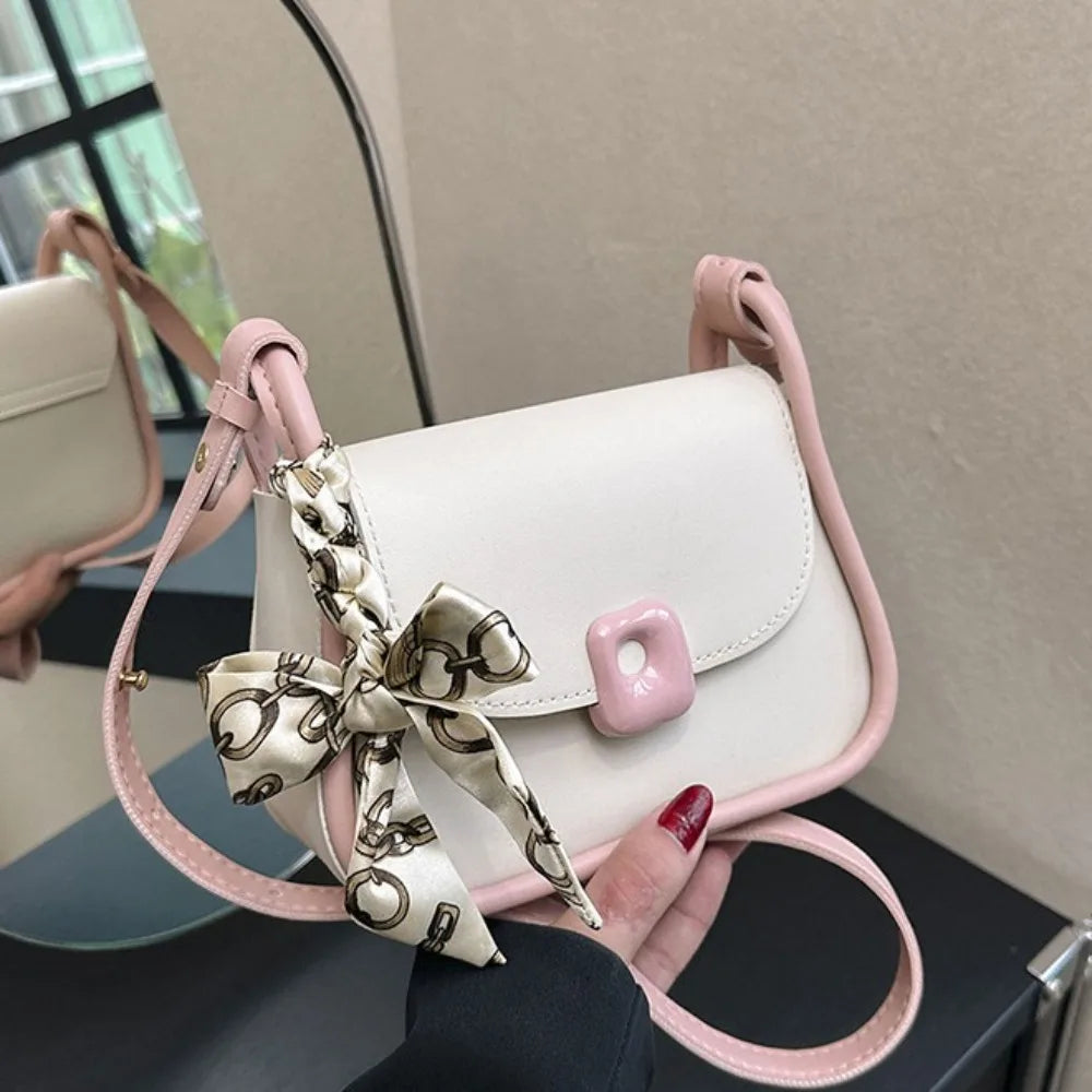 Silk Scarf Accent Crossbody Handbag