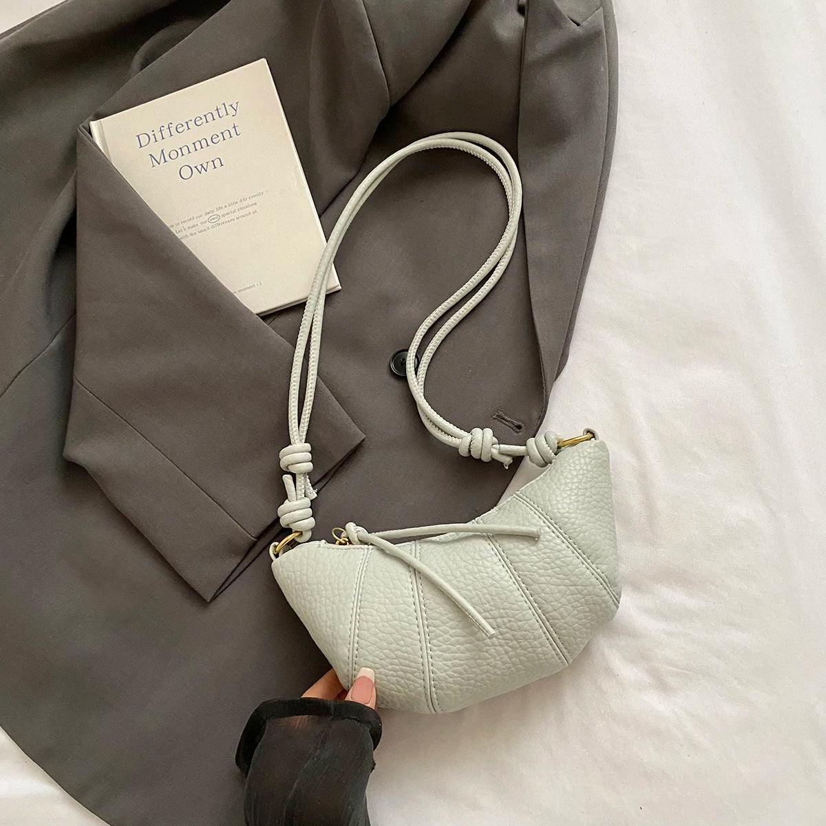 Elegant Splicing Leather Shoulder Bag - Women's Fashion