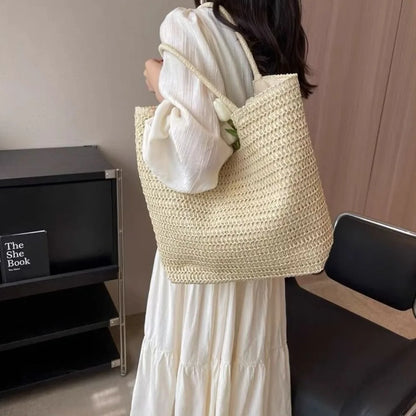 Elegant Woven Straw Hobo Bag - Spacious & Chic