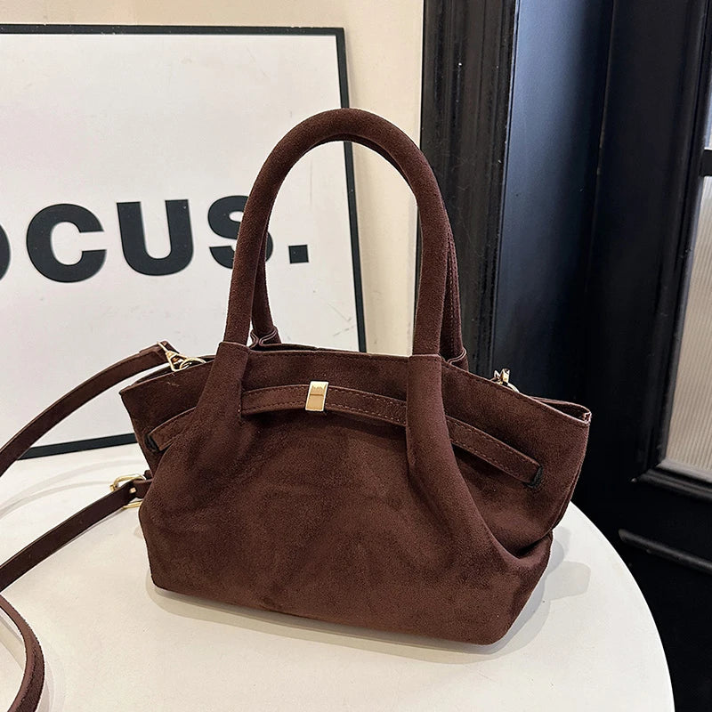 MOODS Burgundy Luxury Suede Handbag for Women