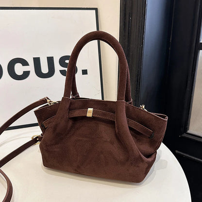 MOODS Burgundy Luxury Suede Handbag for Women