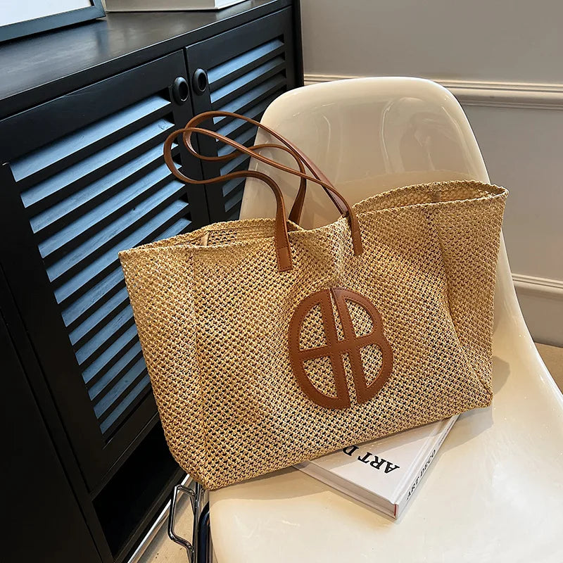 Elegant Straw Tote Bag - Luxury Beach Essential