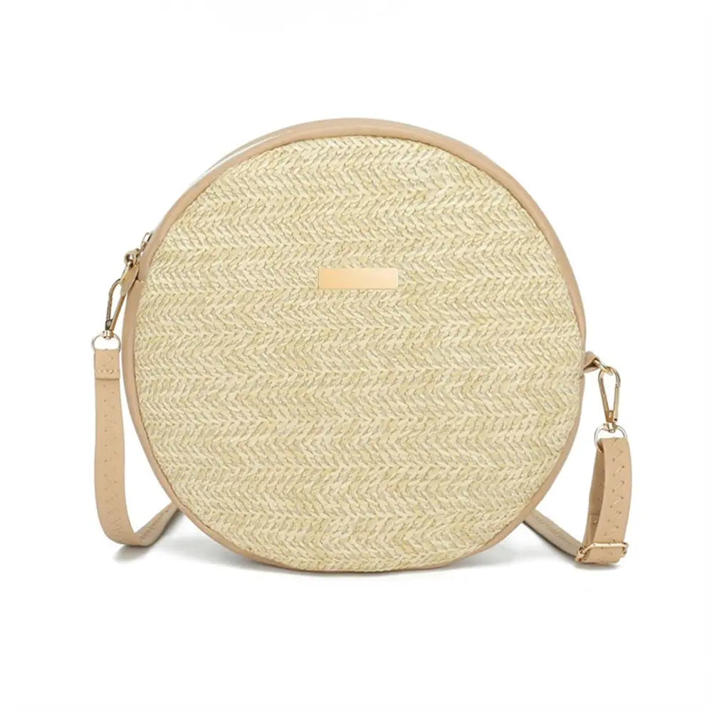 Exquisite Handmade Rattan Round Crossbody Bag