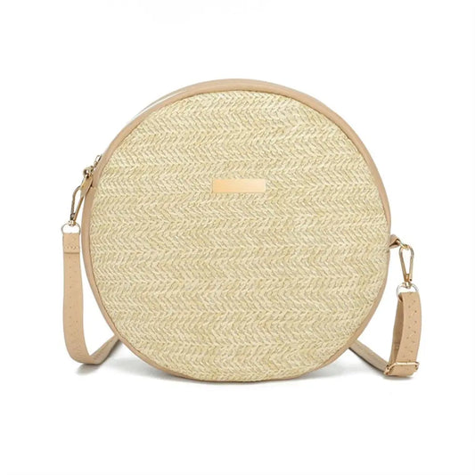 Exquisite Handmade Rattan Round Crossbody Bag