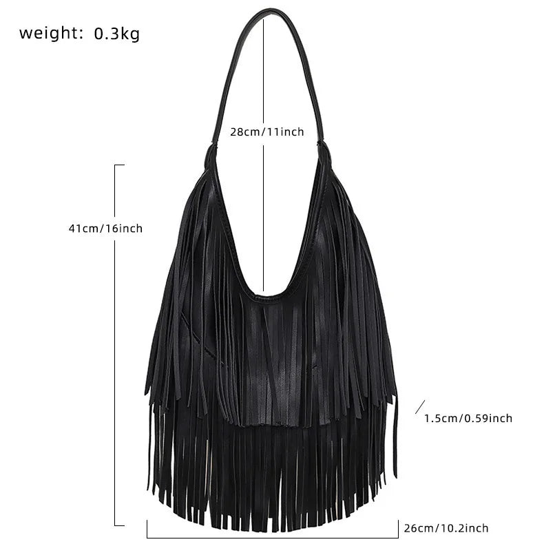 Elegant Long Tassel Women's Shoulder Bag