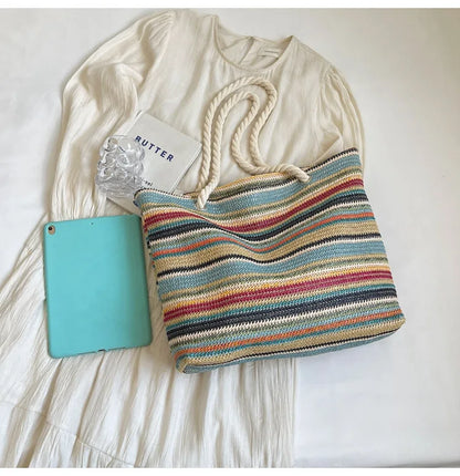 Elegant Ethnic Style Woven Tote Bag