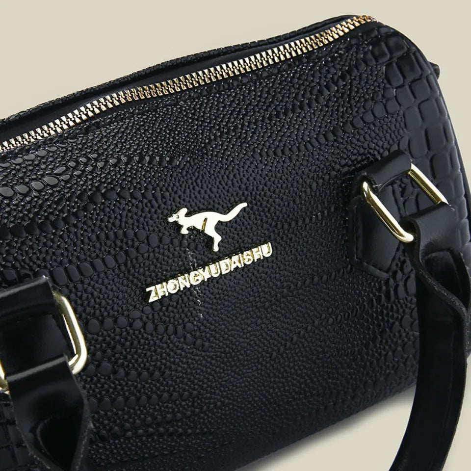 Exquisite Black Leather Designer Handbag
