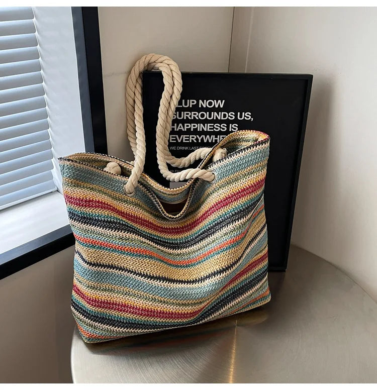 Elegant Ethnic Style Woven Tote Bag
