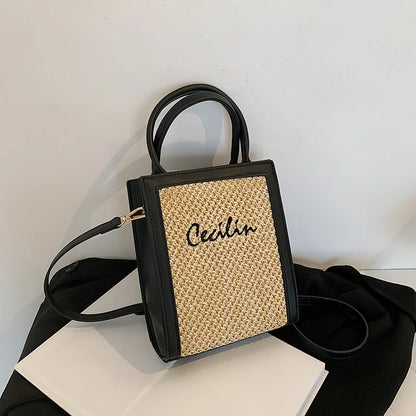 Exquisite Women's Square Crossbody Bag - Basket Weave Elegance