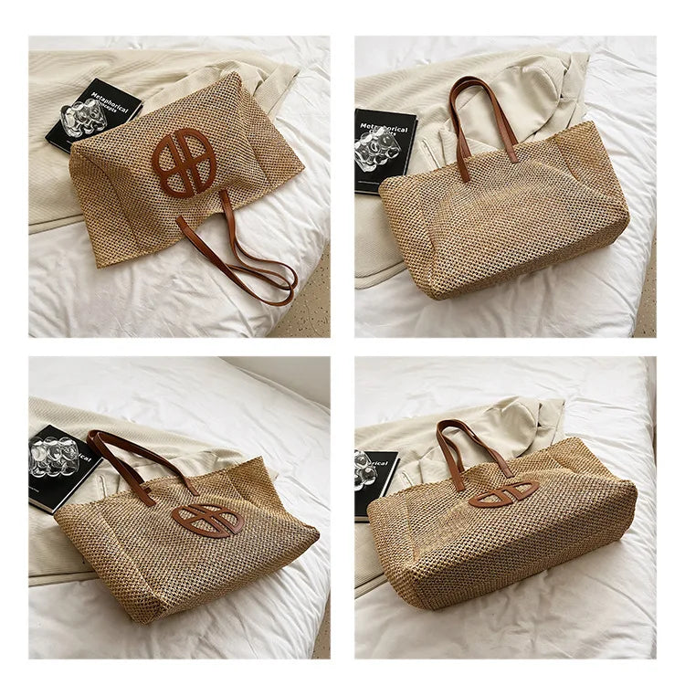 Elegant Straw Tote Bag - Luxury Beach Essential