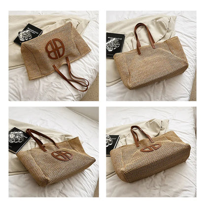Elegant Straw Tote Bag - Luxury Beach Essential