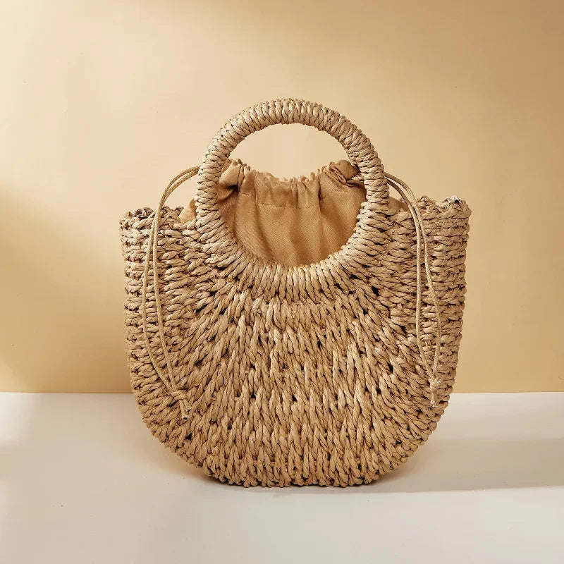Elegant Half Moon Straw Bag - Summer Essential