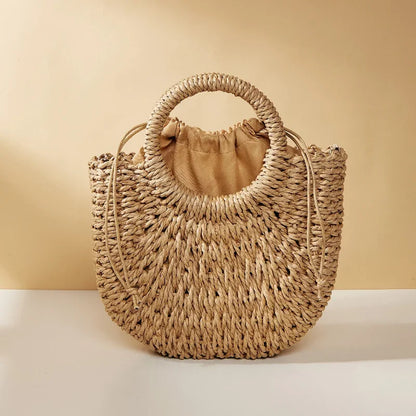 Elegant Half Moon Straw Bag - Summer Essential