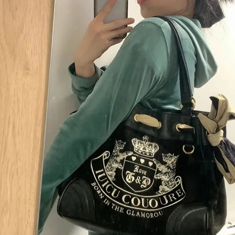 Exquisite Velvet Embroidery Tote Bag - Vintage Chic