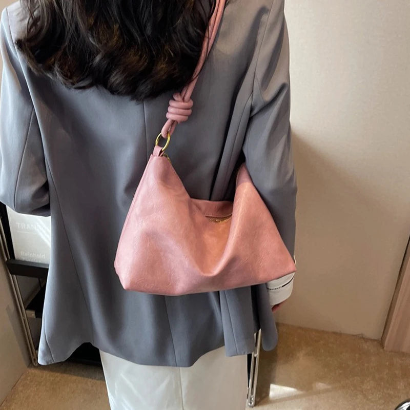 Exquisite Women's Leather Shoulder Bag - Geometric Elegance