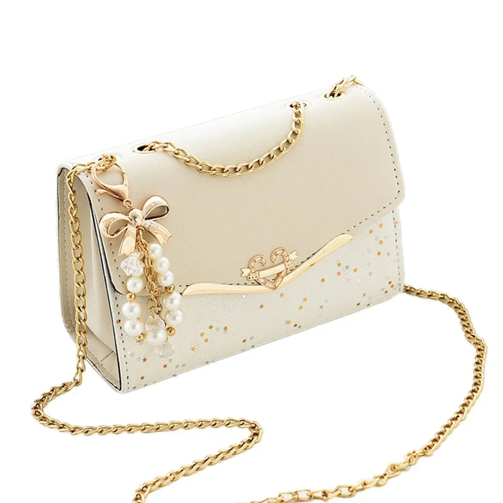 Exquisite Sequin Shoulder Bag with Tassel Charm