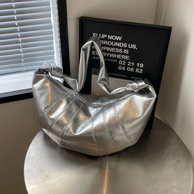 Exquisite Crescent Shoulder Bag - Soft PU Leather Elegance