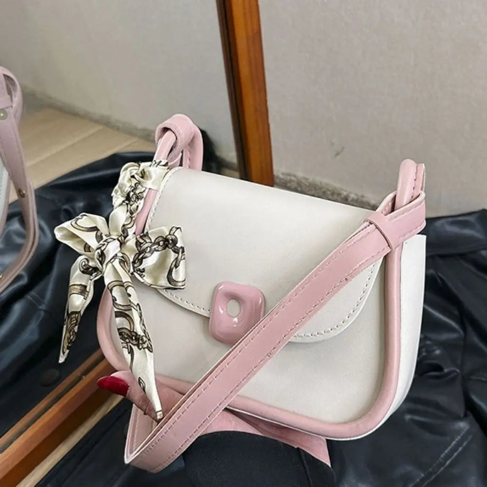 Silk Scarf Accent Crossbody Handbag