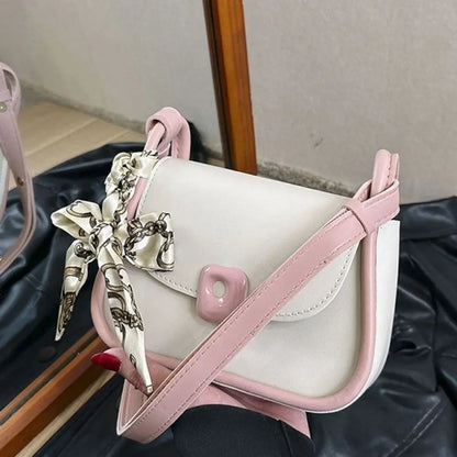 Silk Scarf Accent Crossbody Handbag