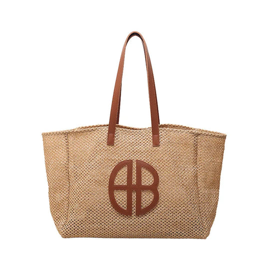 Elegant Straw Tote Bag - Luxury Beach Essential