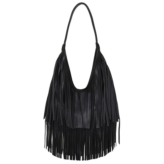 Exquisite Tassel Elegance: Women's PU Leather Handbag