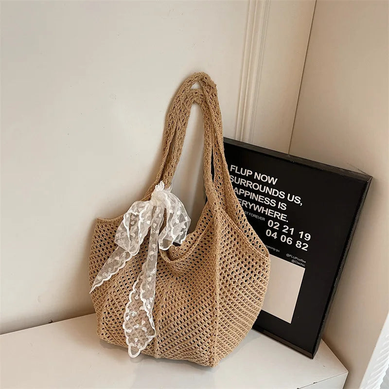 Elegant Handwoven Women's Tote Bag - Summer Beach Style