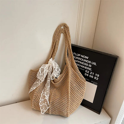 Elegant Handwoven Women's Tote Bag - Summer Beach Style