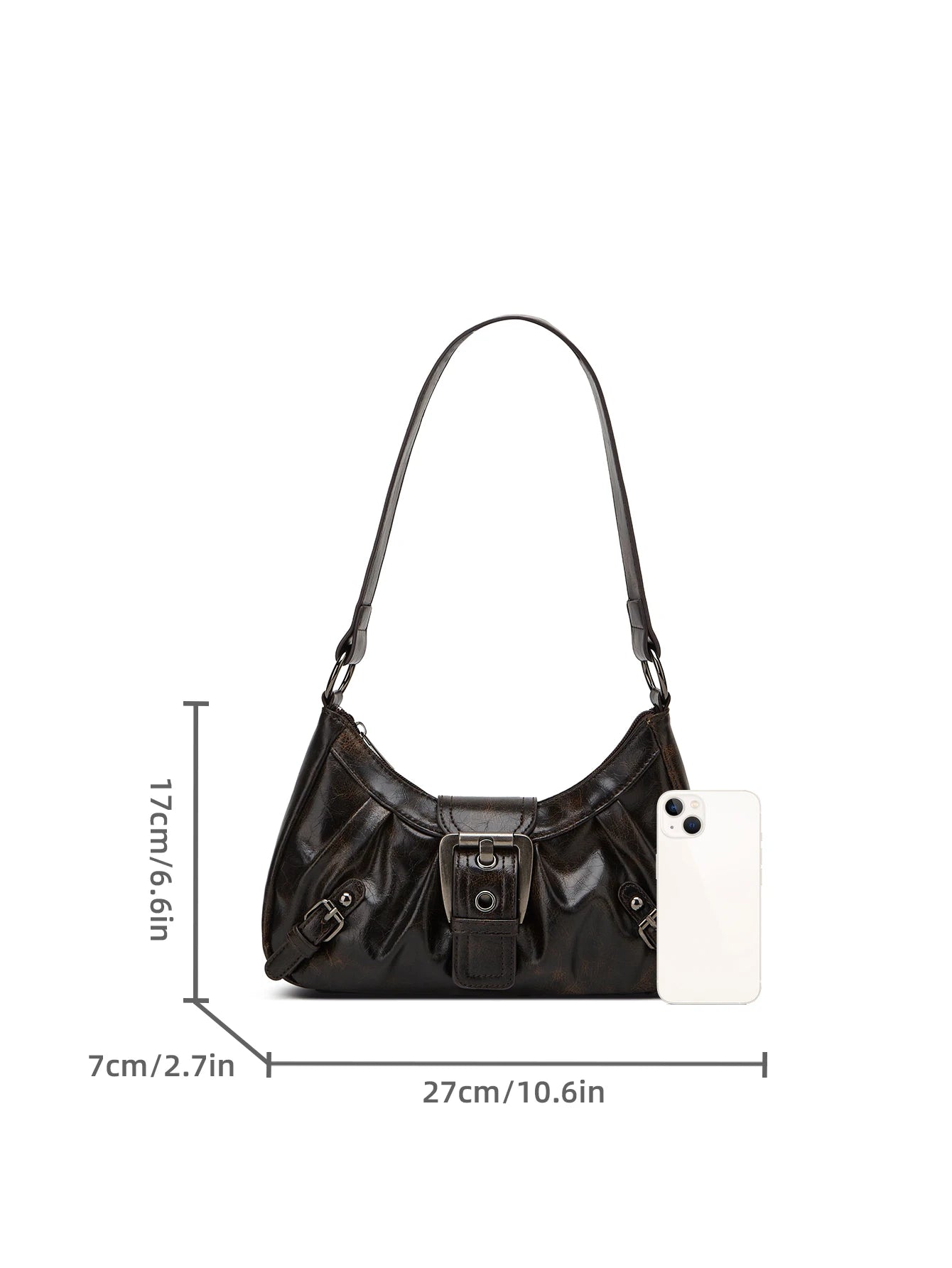 Elegant Y2K Pleated Leather Shoulder Bag