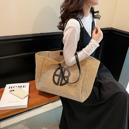 Elegant Straw Tote Bag - Luxury Beach Essential