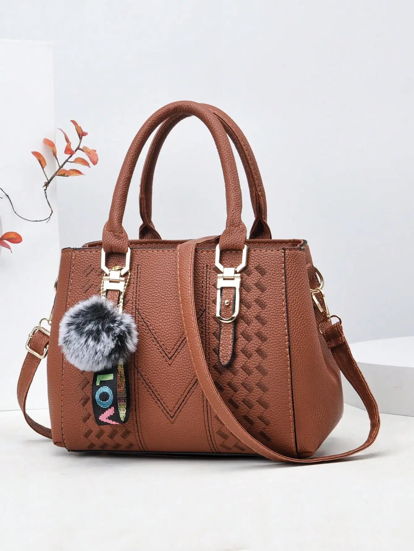 Exquisite PU Leather Women's Handbag - Retro Elegance