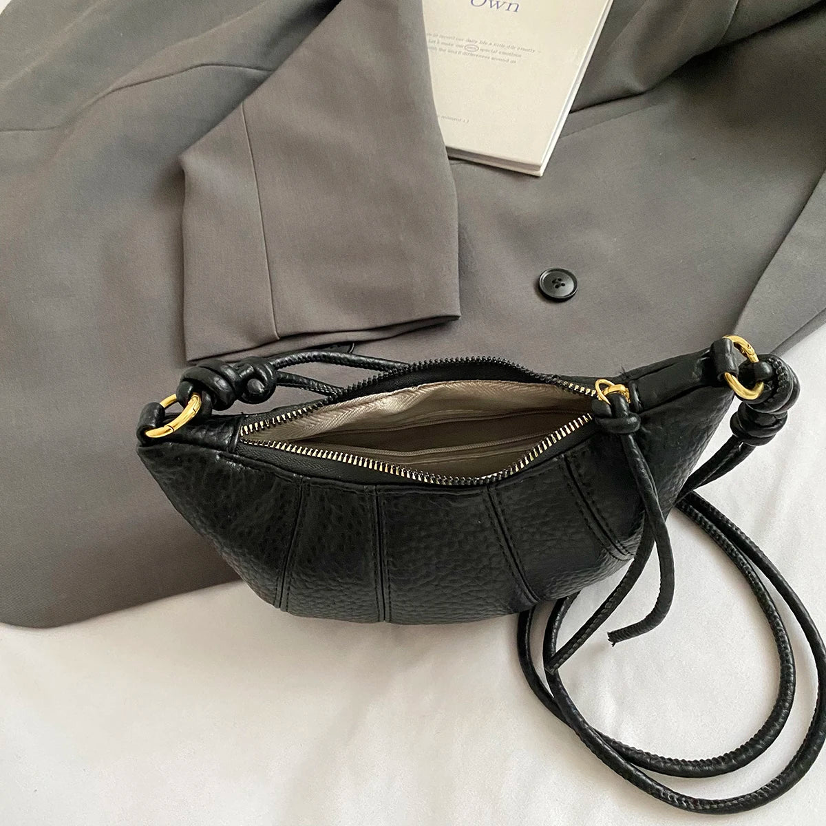 Elegant Splicing Leather Shoulder Bag - Women's Fashion