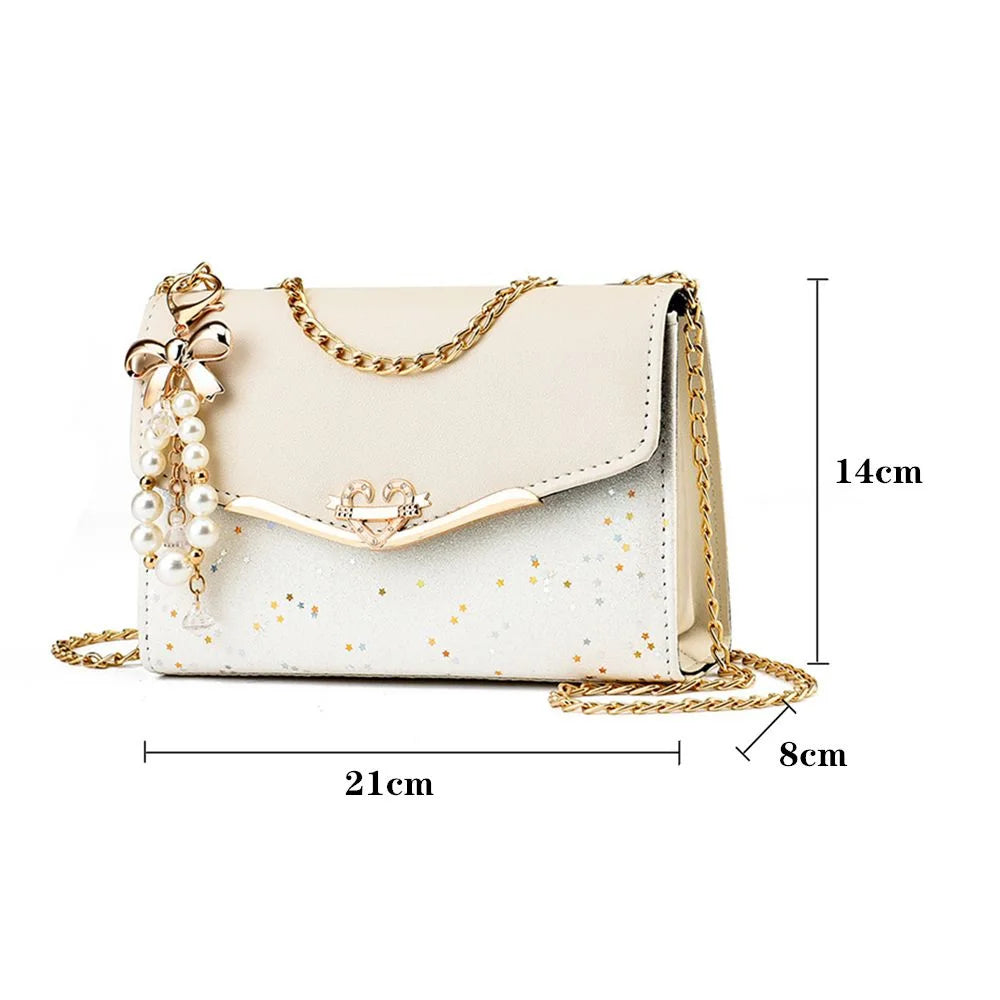Exquisite Sequin Shoulder Bag with Tassel Charm