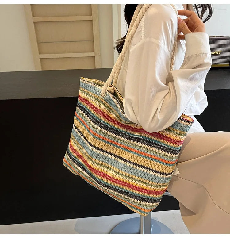 Elegant Ethnic Style Woven Tote Bag