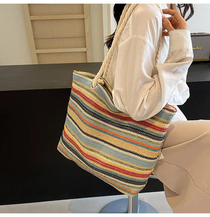 Elegant Ethnic Style Woven Tote Bag