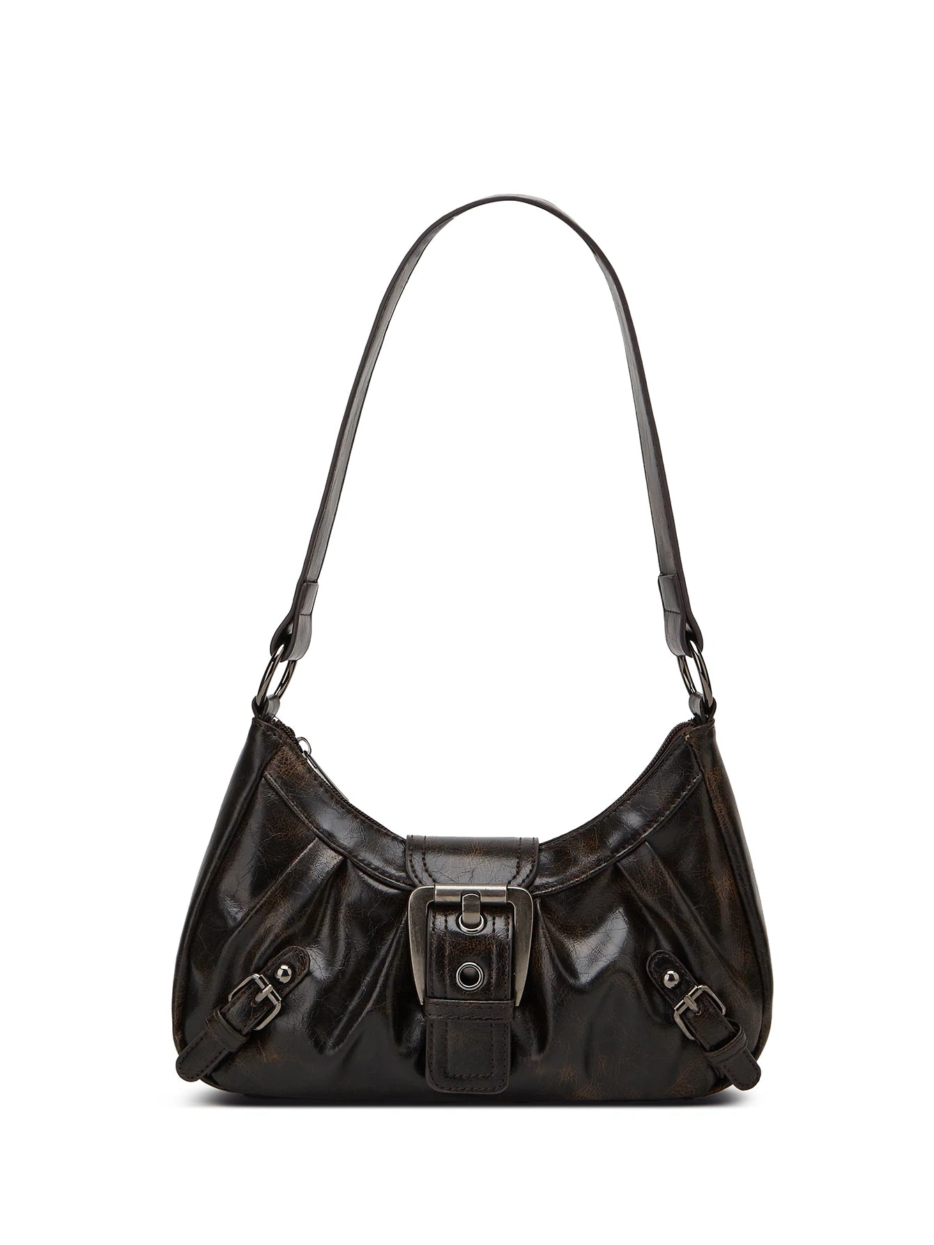 Elegant Y2K Pleated Leather Shoulder Bag