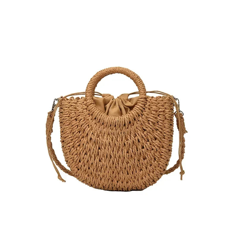 Elegant Half Moon Straw Bag - Summer Essential