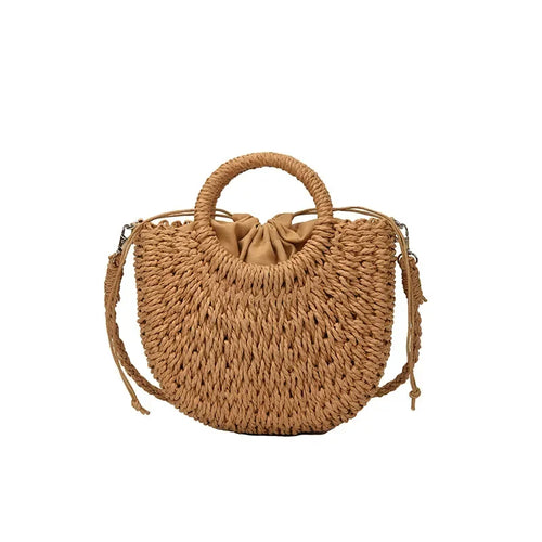 Elegant Half Moon Straw Bag - Summer Essential