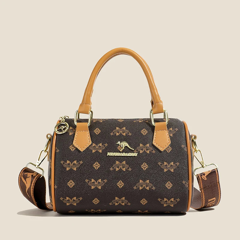 Elegant PU Leather Women's Barrel Handbag
