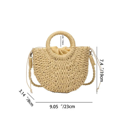 Elegant Half Moon Straw Bag - Summer Essential
